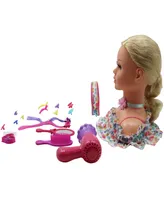 Dream Collection Doll Head Hair and Makeup Styling Playset Gi-Go Dolls Kids 18 Piece Playset