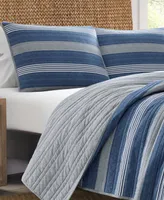 Nautica Saltmarsh Blue Cotton Reversible -Piece Quilt Set