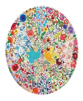 Eeboo Piece and Love Blue Bird Yellow Bird Adult Round Jigsaw Puzzle