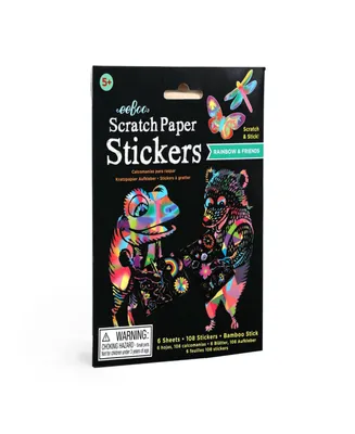 Eeboo Scratch Paper Stickers Rainbow and Friends Set, 6 Piece