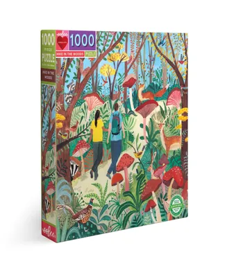 Eeboo Piece and Love Hike in the Woods Square Adult Jigsaw Puzzle Set, 1000 Piece