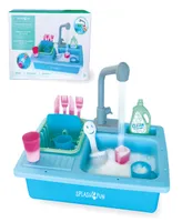 Splash Fun Wash-up Kitchen Sink Running Water Pretend Play Color Changing Kitchen Toy Cups and Accessories 15 Piece Set with Working Faucet
