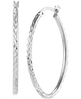 Giani Bernini Textured Oval Medium Hoop Earrings 35mm, Created for Macy's