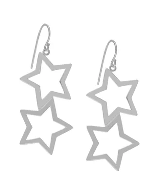 Macy's Double Star Dangle Open Wire Fishwire Earrings