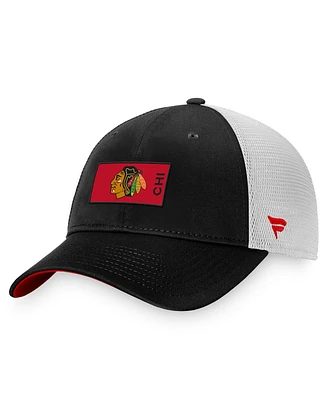 Men's Fanatics Black, White Chicago Blackhawks Authentic Pro Rink Trucker Snapback Hat