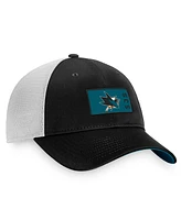 Men's Fanatics Black, White San Jose Sharks Authentic Pro Rink Trucker Snapback Hat