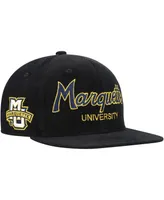 Big Boys Mitchell & Ness Black Marquette Golden Eagles Corduroy Script Snapback Hat