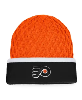 Men's Fanatics Orange and Black Philadelphia Flyers Iconic Striped Cuffed Knit Hat