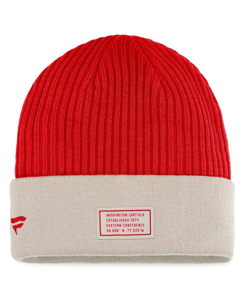 Men's Fanatics Red and Khaki Washington Capitals True Classic Outdoor Play Cuffed Knit Hat