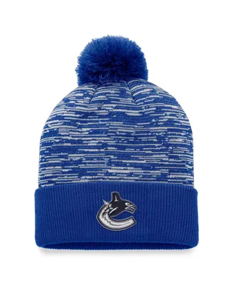 Men's Fanatics Blue Vancouver Canucks Defender Cuffed Knit Hat with Pom