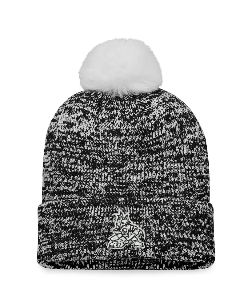 Women's Fanatics Black Arizona Coyotes Glimmer Cuffed Knit Hat with Pom