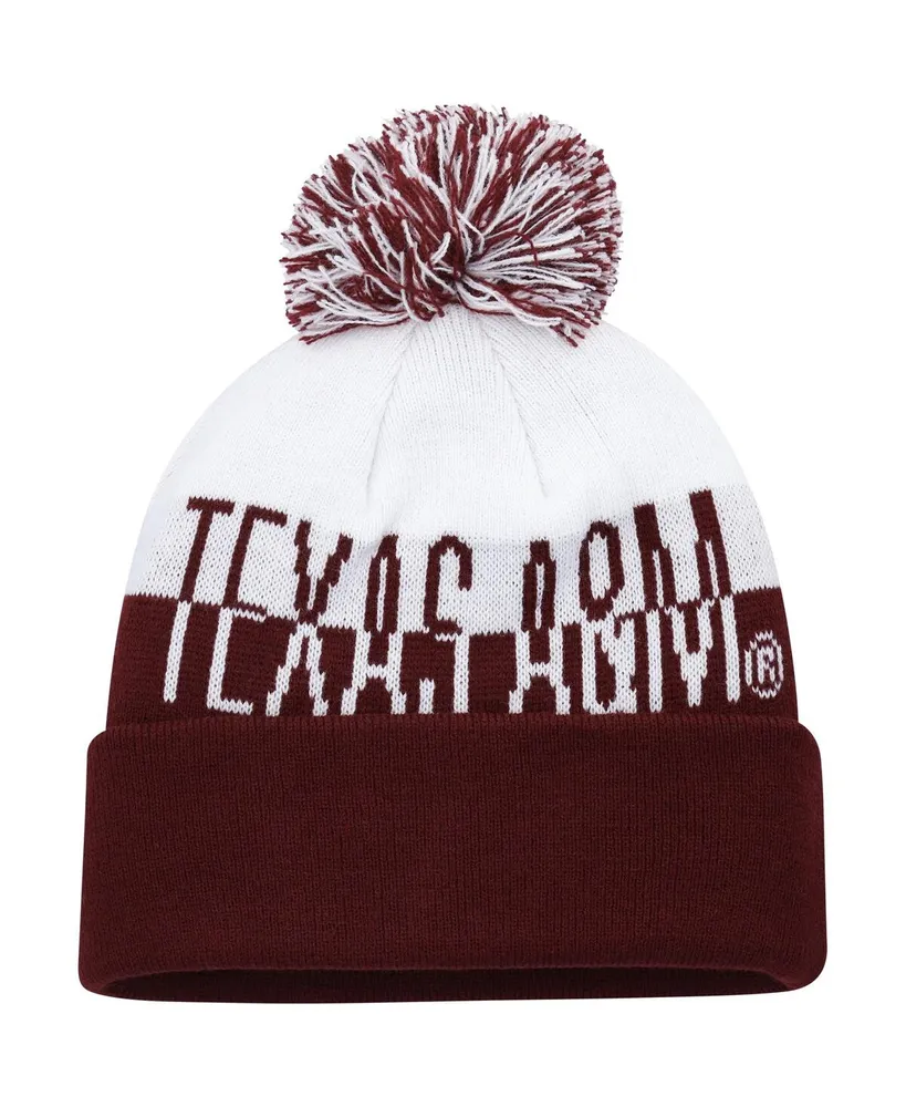 Men's adidas Maroon and White Texas A&M Aggies Colorblock Cuffed Knit Hat with Pom