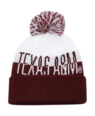 Men's adidas Maroon and White Texas A&M Aggies Colorblock Cuffed Knit Hat with Pom