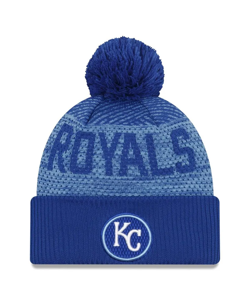 Men's New Era Royal Kansas City Royals Authentic Collection Sport Cuffed Knit Hat with Pom