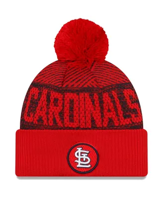 Men's New Era Red St. Louis Cardinals Authentic Collection Sport Cuffed Knit Hat with Pom