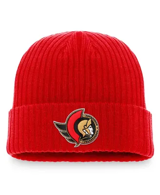Men's Fanatics Red Ottawa Senators Core Primary Logo Cuffed Knit Hat