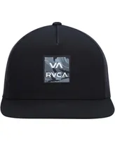 Men's Rvca Black Wordmark Va Atw Print Trucker Snapback Hat