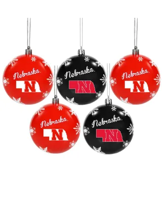 Nebraska Huskers 5-Pack Set of Shatterproof Ball Ornaments