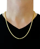 Polished Square Wheat 24" Chain Necklace (3mm) in 14k Gold