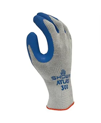 Lfs Glove Showa Atlas Latex Coated Glove, Grey & Blue, Size Xl