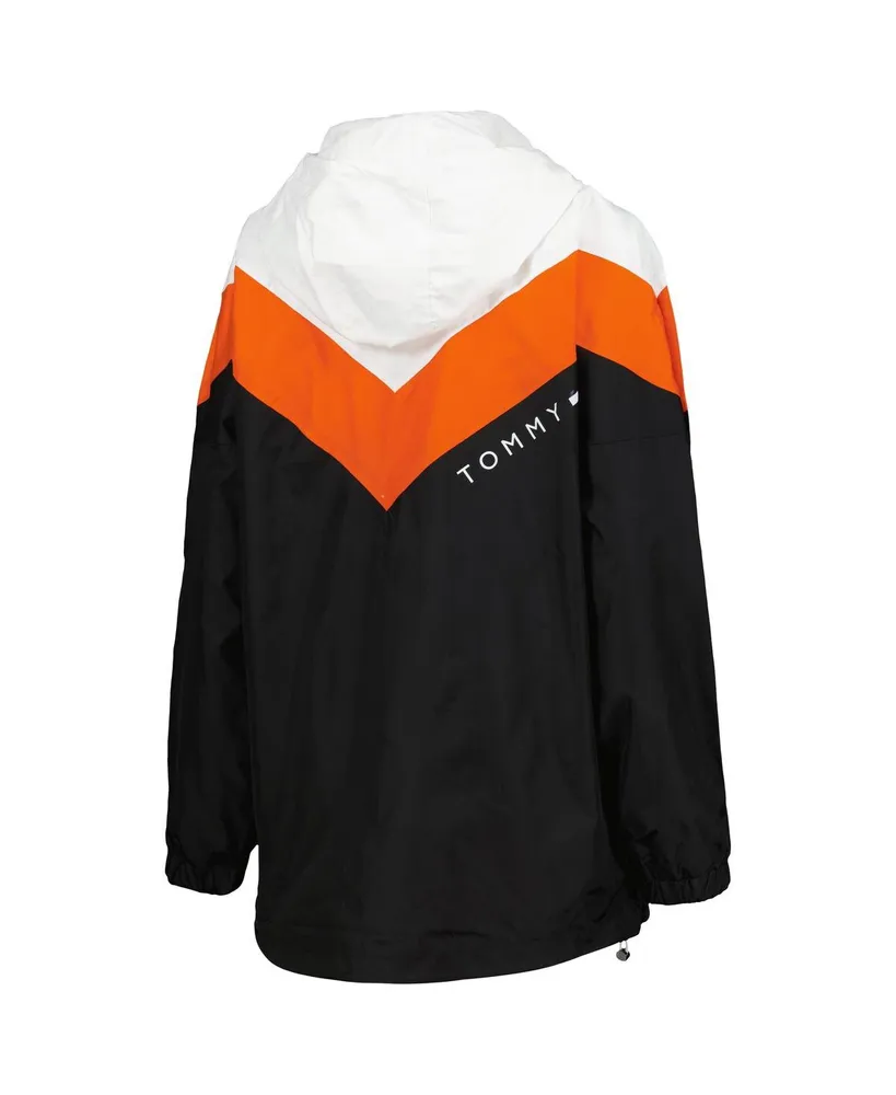 Women's Tommy Hilfiger Orange, Black Philadelphia Flyers Staci Half-Zip Windbreaker Jacket