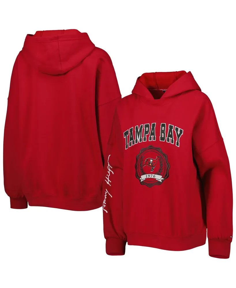 Women's Tommy Hilfiger Red Tampa Bay Buccaneers Becca Drop Shoulder Pullover Hoodie