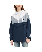 Women's Tommy Hilfiger White, Navy Dallas Cowboys Staci Half-Zip Hoodie Windbreaker Jacket