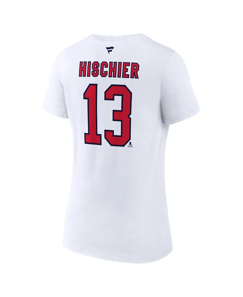 Women's Fanatics Nico Hischier White New Jersey Devils Special Edition 2.0 Name and Number V-Neck T-shirt