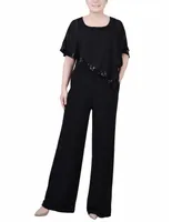 Ny Collection Petite Poncho Sleeve Sequined Jumpsuit