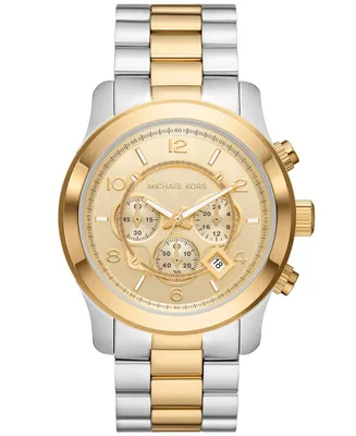 Michael Kors Unisex Runway Chronograph Two-Tone Stainless Steel Bracelet Watch, 45mm - Two