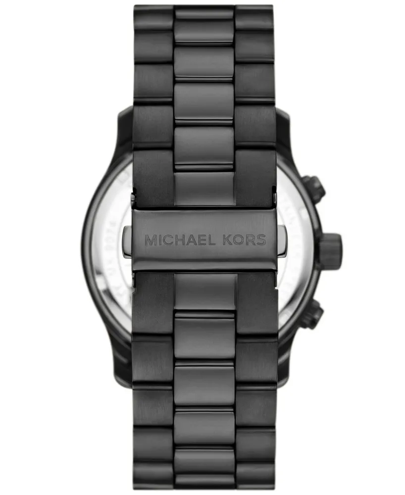 Michael Kors Unisex Runway Chronograph Black Stainless Steel Bracelet Watch, 45mm