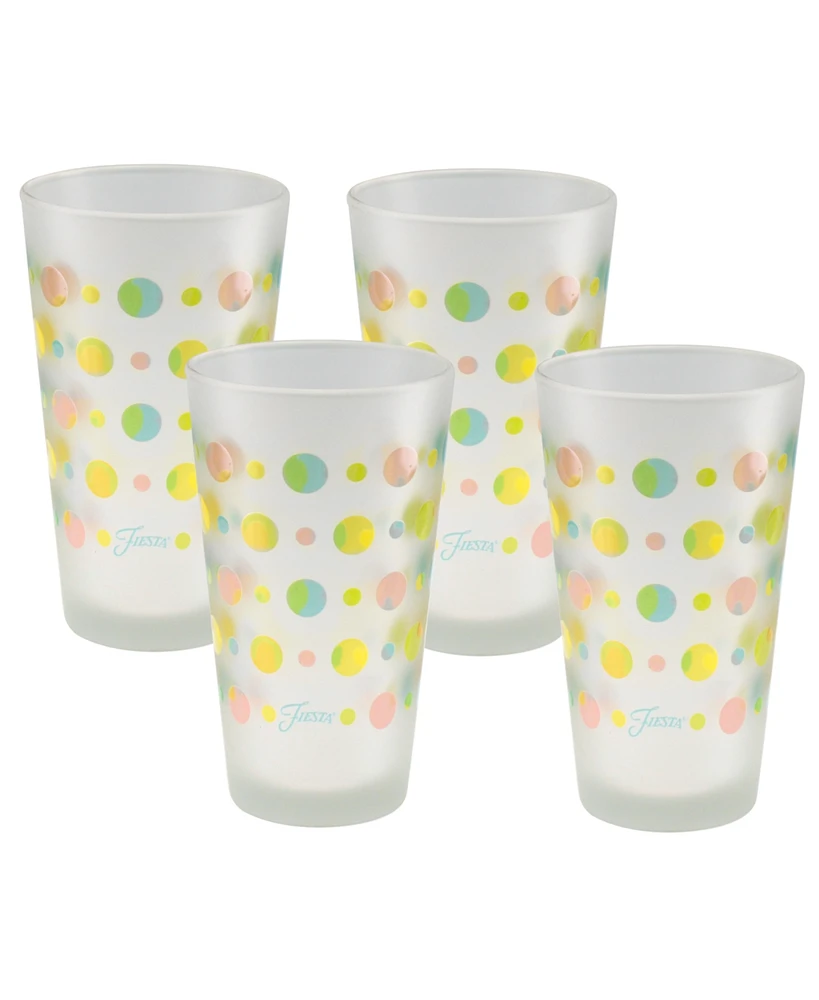 Fiesta Deco Fashion Peony Dots Tapered Cooler 4 Piece Glass Set, 16 oz