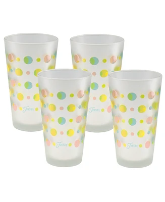 Fiesta Deco Fashion Peony Dots Tapered Cooler 4 Piece Glass Set, 16 oz