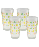 Fiesta Deco Fashion Peony Dots Tapered Cooler 4 Piece Glass Set, 16 oz