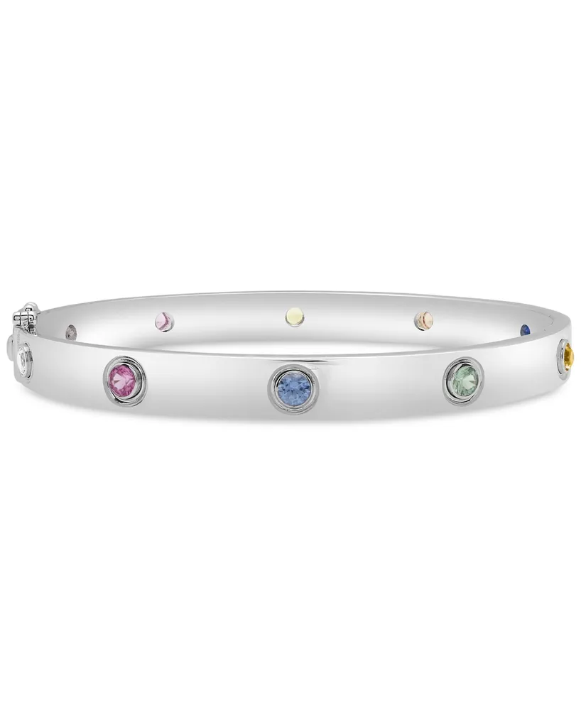 Lab-grown Multi-Sapphire Bangle Bracelet (1-1/3 ct. t.w.) Sterling Silver