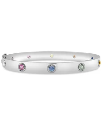 Lab-grown Multi-Sapphire Bangle Bracelet (1-1/3 ct. t.w.) Sterling Silver