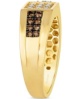 Le Vian Chocolatier Men's Chocolate Diamond (1/3 ct. t.w.) & Vanilla Diamond (1/3 ct. t.w.) Cluster Ring in 14k Gold