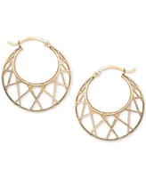 Crisscross Graduated Small Hoop Earrings in 10k Gold, 1"