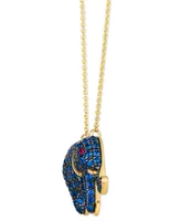 Le Vian Blueberry Sapphire (1-5/8 ct. t.w.) & Passion Ruby Accent Elephant Pendant Necklace in 14k Gold, 18" + 2" extender