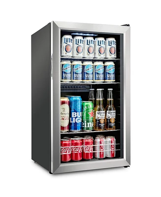 Ivation 126 Can Small Refrigerator & Beverage Cooler, Stainless Steel