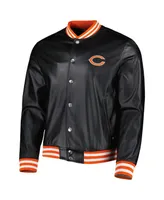 Men's The Wild Collective Black Chicago Bears Metallic Bomber Full-Snap Jacket