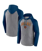 Men's Fanatics Heathered Gray, Navy Chicago Bears By Design Raglan Pullover Hoodie
