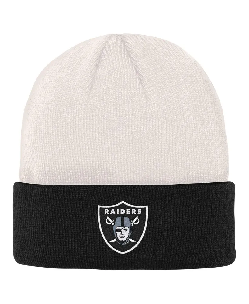 Big Boys Cream, Black Las Vegas Raiders Bone Cuffed Knit Hat