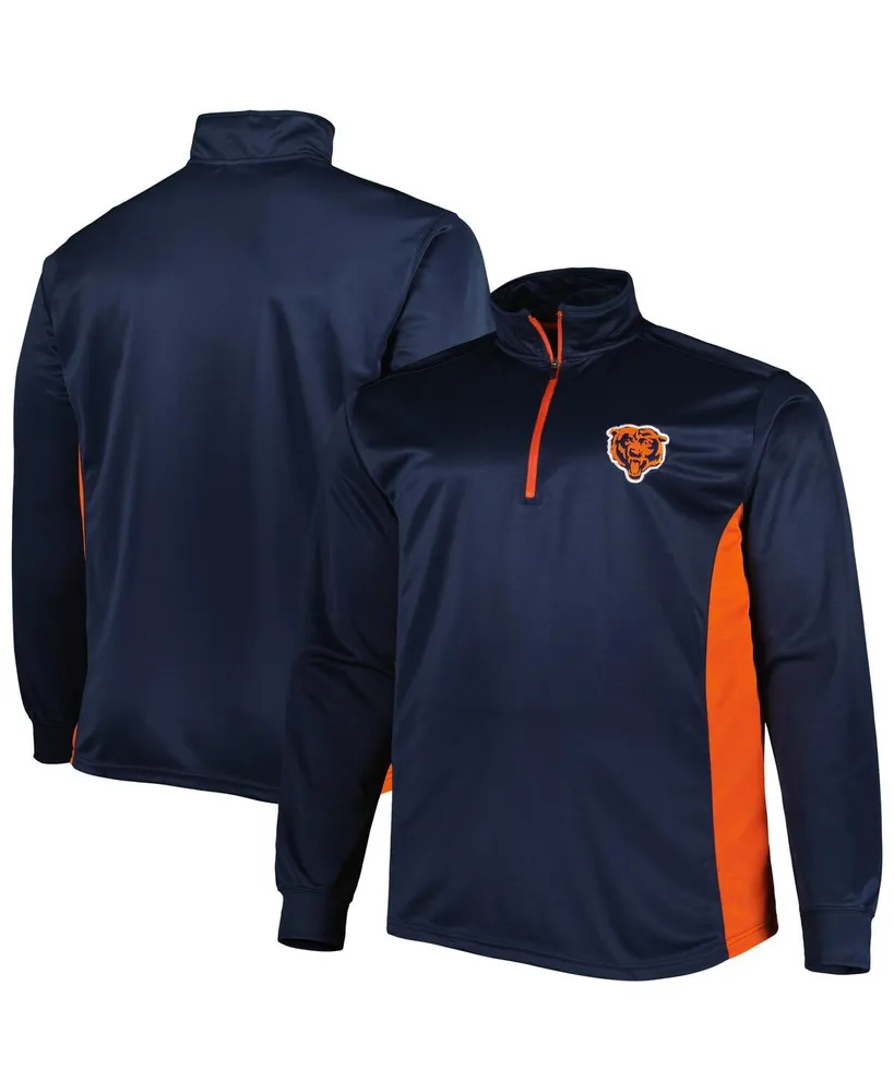 Men's Navy and Orange Chicago Bears Big and Tall Quarter-Zip Jacket