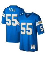 Men's Mitchell & Ness Junior Seau Powder Blue Los Angeles Chargers Big and Tall 2002 Retired Player Replica Jersey