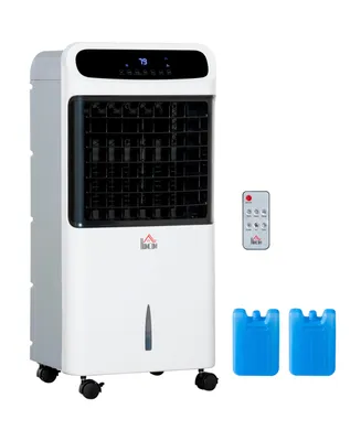Homcom Mobile Air Cooler Fan, Evaporative Ice Cooling Humidifier with Remote, 2 Ice Packs