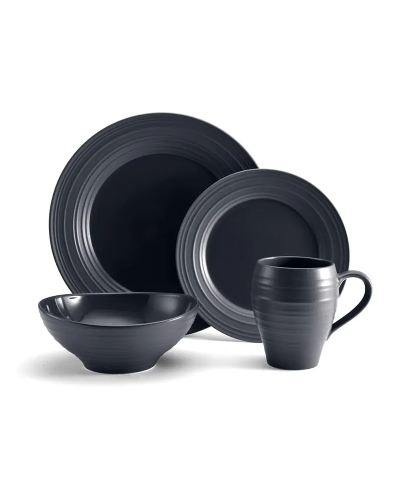 Mikasa Swirl 4 Piece Place Setting-Graphite