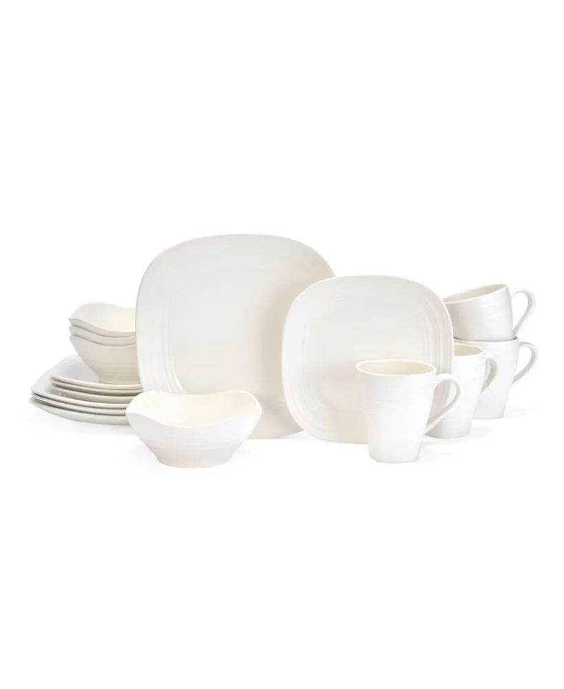 Mikasa Swirl Square 16 Piece Dinnerware Set, Service for 4