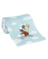 Bedtime Originals Up Up & Away Bear/Balloon/Cloud Soft Blue Fleece Baby Blanket