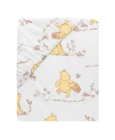 Lambs & Ivy Disney Baby Storytime Pooh 100% Cotton Fitted Crib Sheet - White
